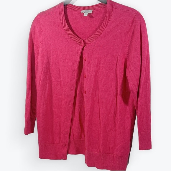 Talbots Sweaters - Talbots Vibrant Pink Women's Cardigan Sweater Small Petite Quarter Length sleeve